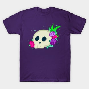 Memento Mori Minimalist Flower Skull Cute and Spoopy Illustration T-Shirt